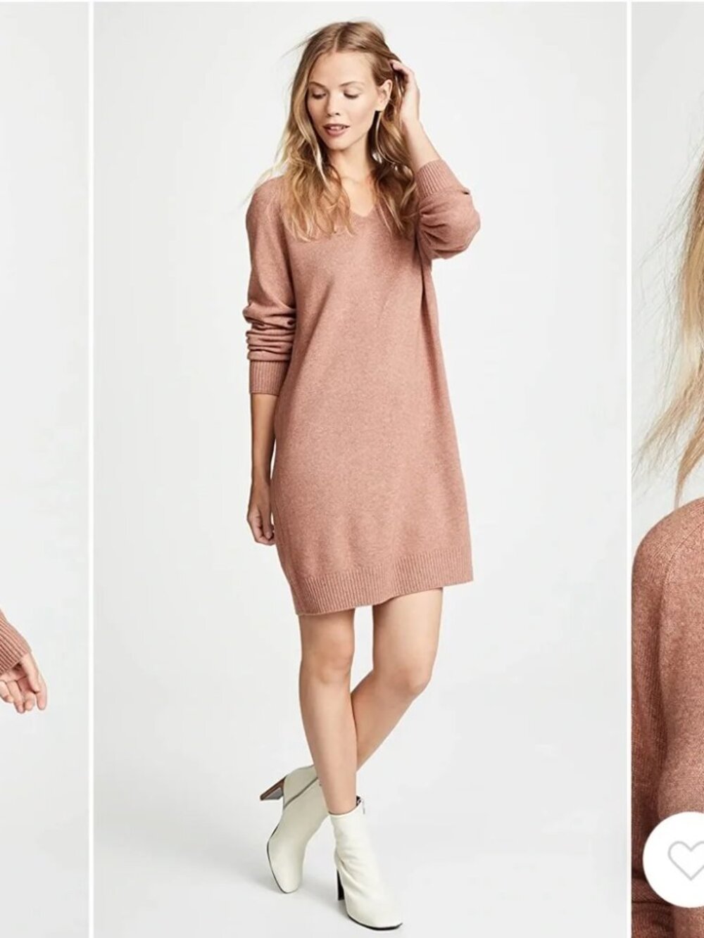 VINCE V Neck Knit Cashmere/Wool Dress Large Mauve